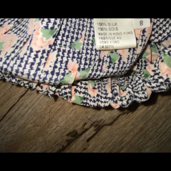 Vtg 100% Silk Floral Houndstooth Pleated Maxi Skirt Elastic 14” Stretch Waist M - Picture 6 of 6